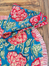 Red Floral Hand Block Print Napkin S/6