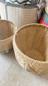 BROOKHAM SET OF 2 SAGE CHEVRON BASKETS