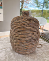 RATTAN BEEHIVE SHAPED ICE BOX