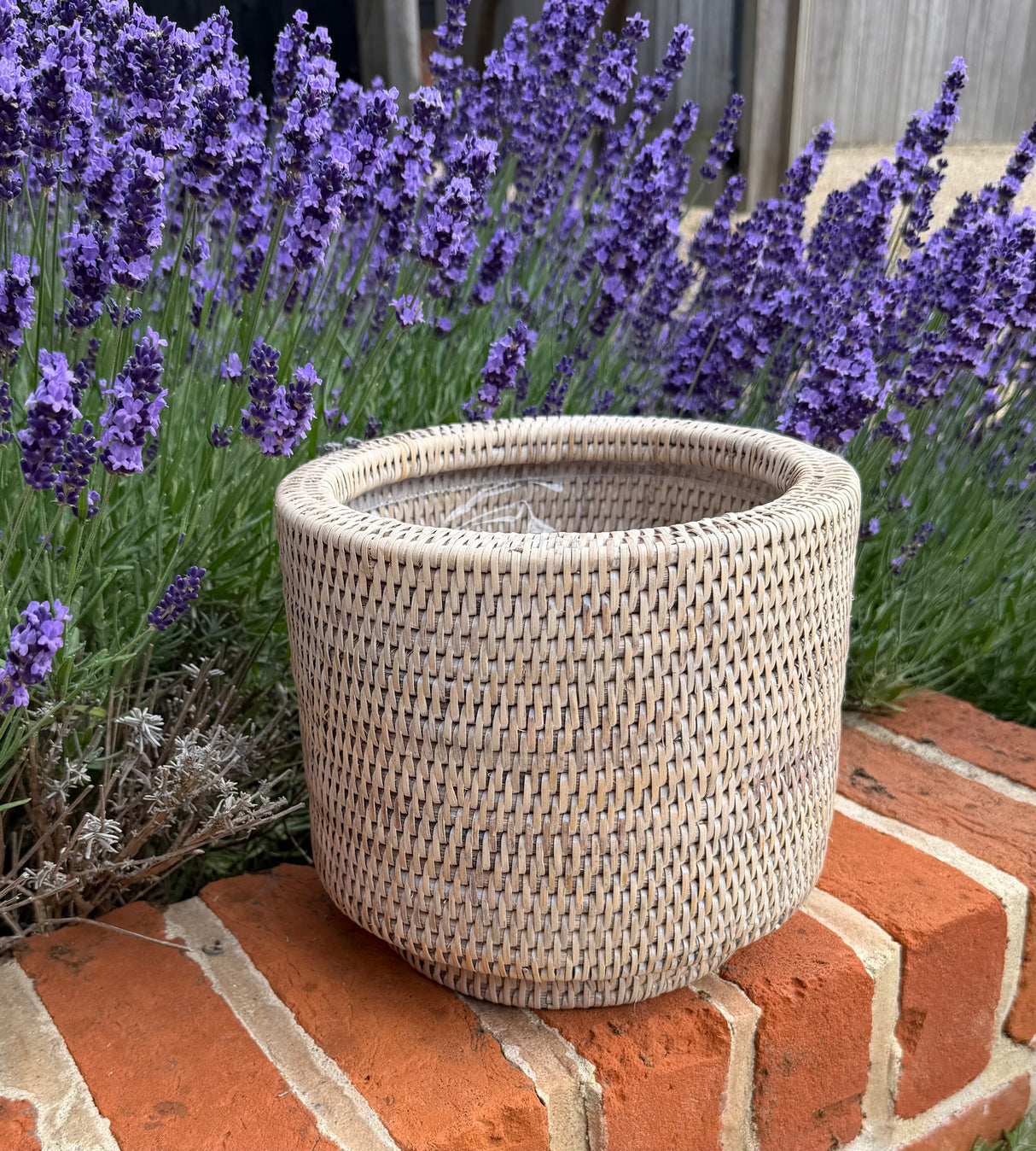 RATTAN ROUND PLANTER WITH PLASTIC LINER