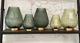 TAJERA light green glass and gold battery lamp 28cm