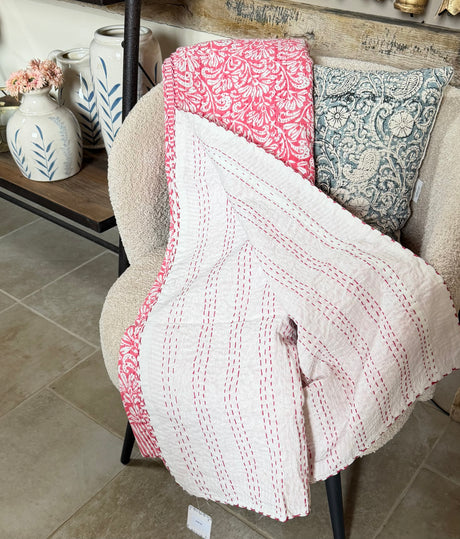 Kantha Throw - Fuchsia Pink