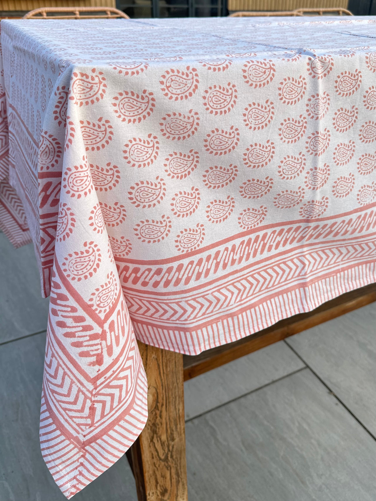 Emily Cotton Hand Block Printed Tablecloth