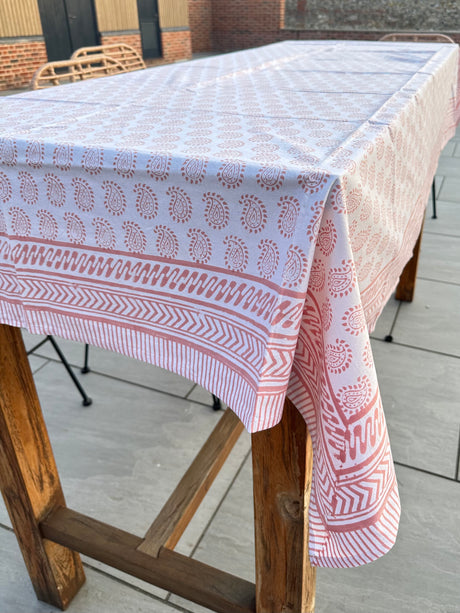 Emily Cotton Hand Block Printed Tablecloth