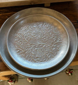 Set/2 Silver Embossed Aluminium Trays