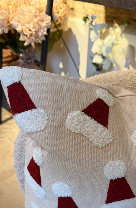 Cushion Embroidered with Santa hat  – 45cm