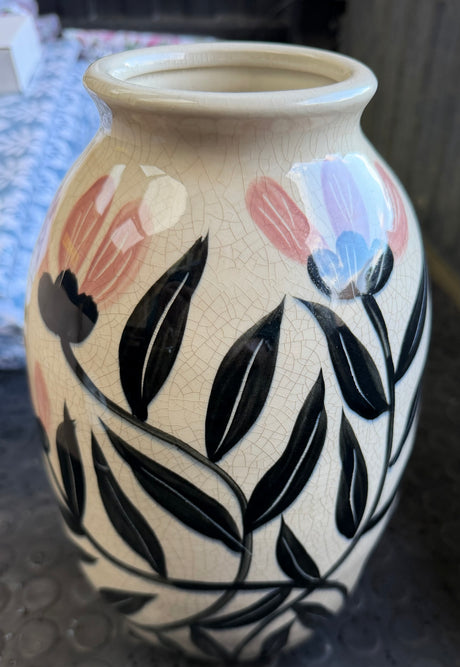Ceramic Floral Leaf Design Vase, 28cm