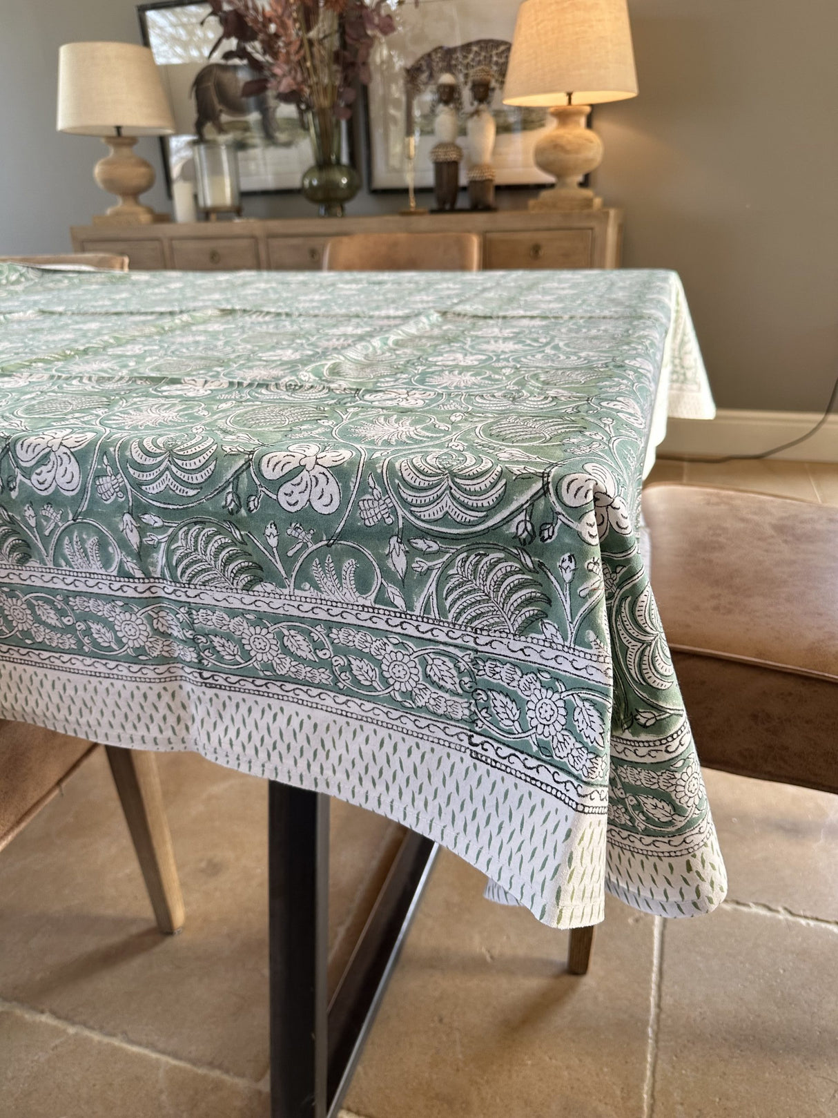 UDYAN Cotton Hand Block Printed Tablecloth