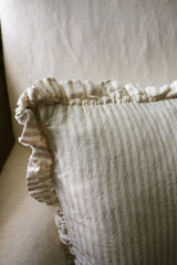 The Provence Ticking Stripe Washed Linen Cushion Taupe 40cm