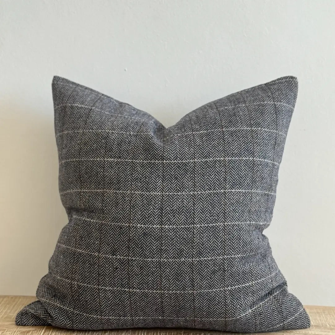 Betty Wool Blend Cushion 45cm- Navy Tweed