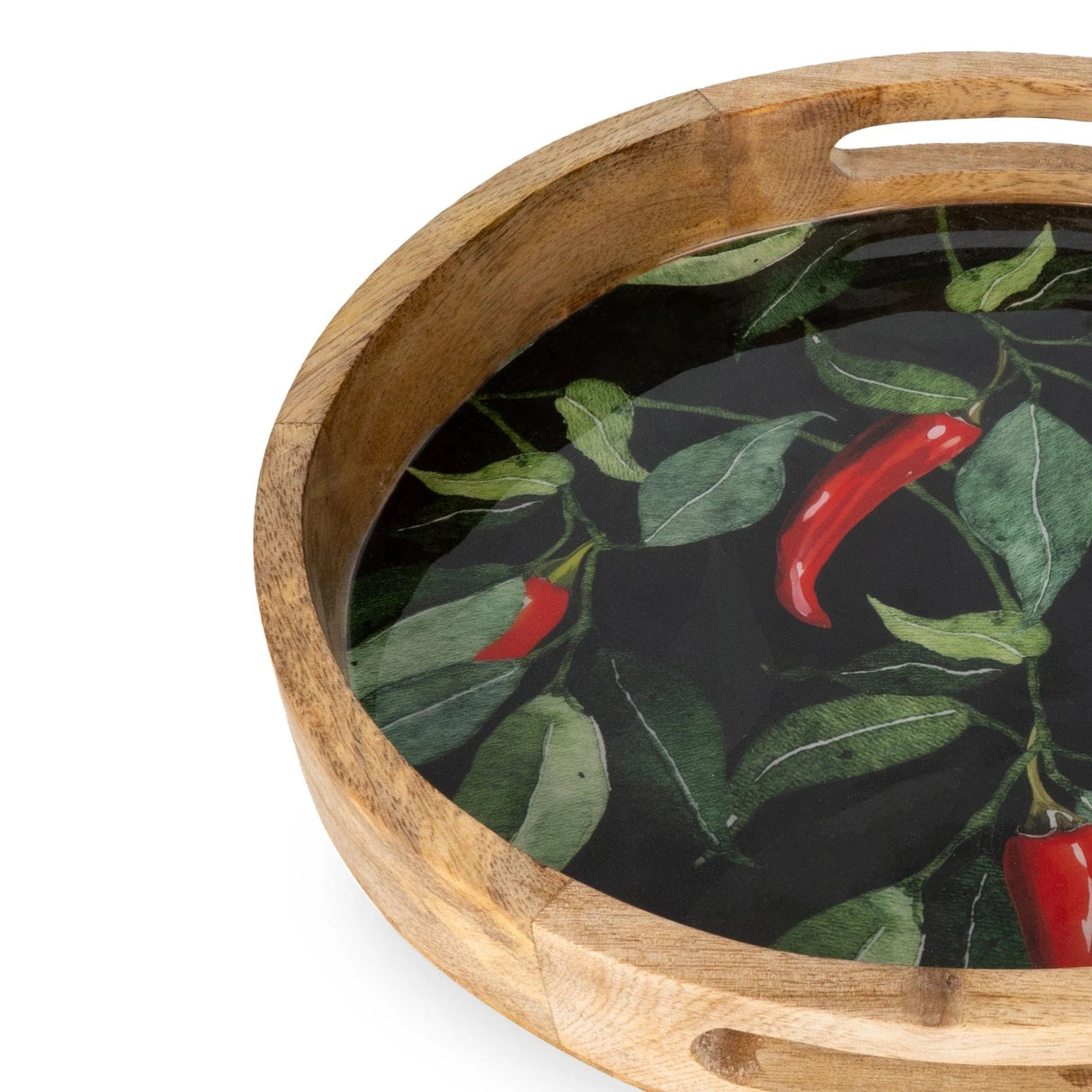 30cm Round Tray - Enamel Chillies Design