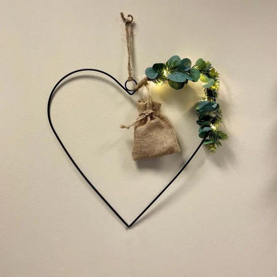 Black Wire Hanging Led Heart, 50cm Large