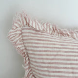 Hallie Ruffled Linen Cushion 50x30cm – Pink Stripe