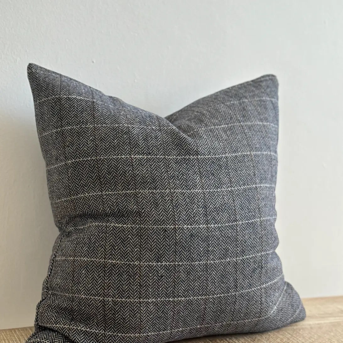 Betty Wool Blend Cushion 45cm- Navy Tweed