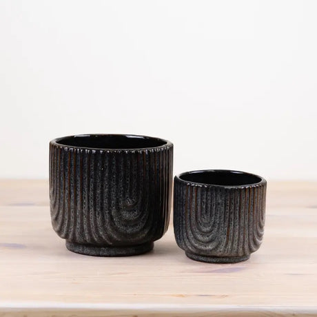 Navy Patterned Pot, 13.8cm