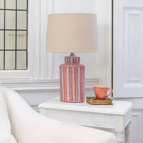 Lamp Serrato Coral With Taupe Shade
