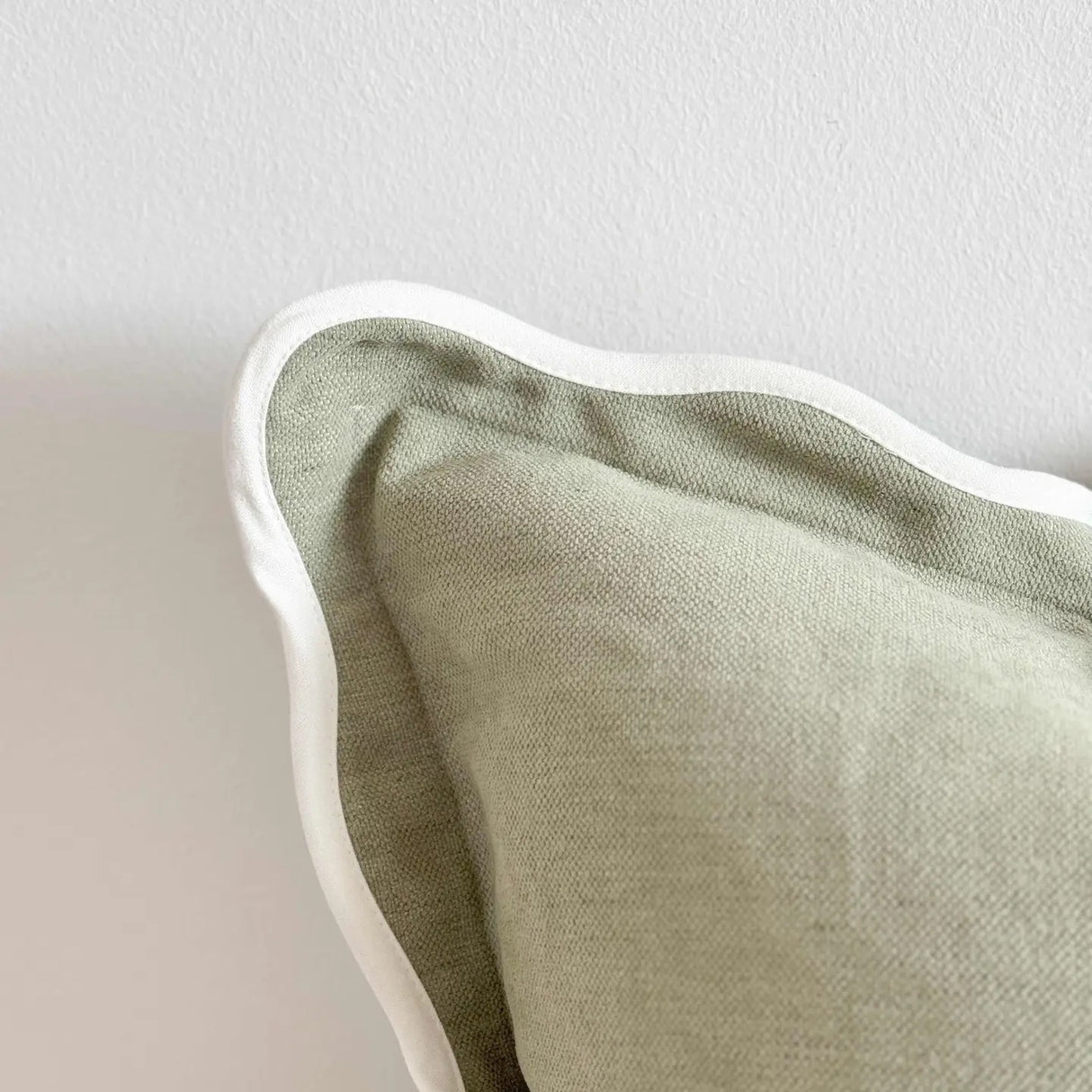 Chloe Sage Scalloped Cushion 45cm - Linen Blend