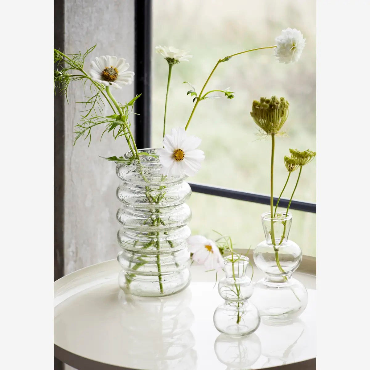 IVORY ENAMEL COFFEE TABLES S/2