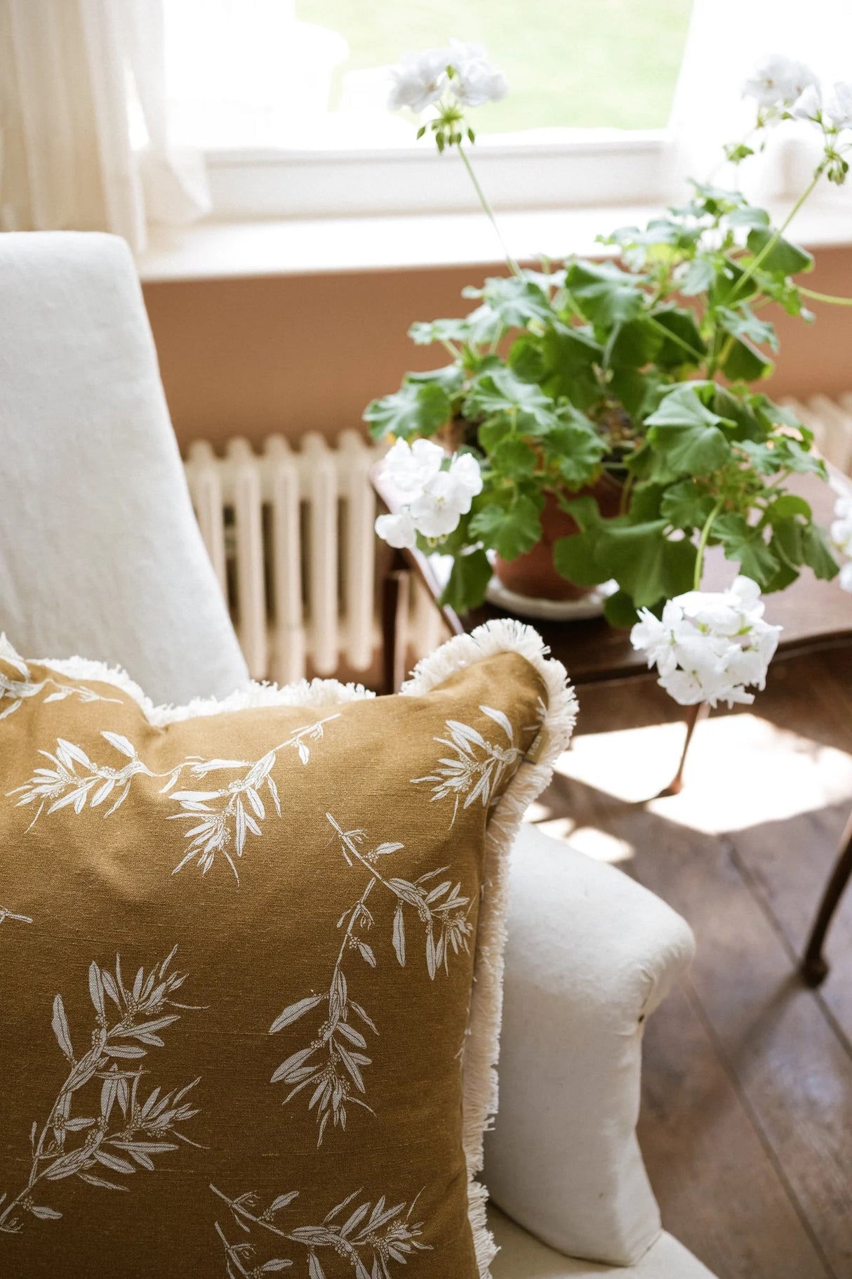 Olive Grove Print Cushion 50cm Mustard