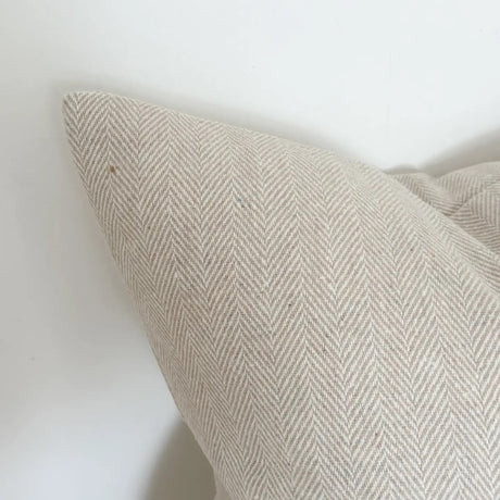 Tia Wool Cushion - Cream Herringbone 53cm