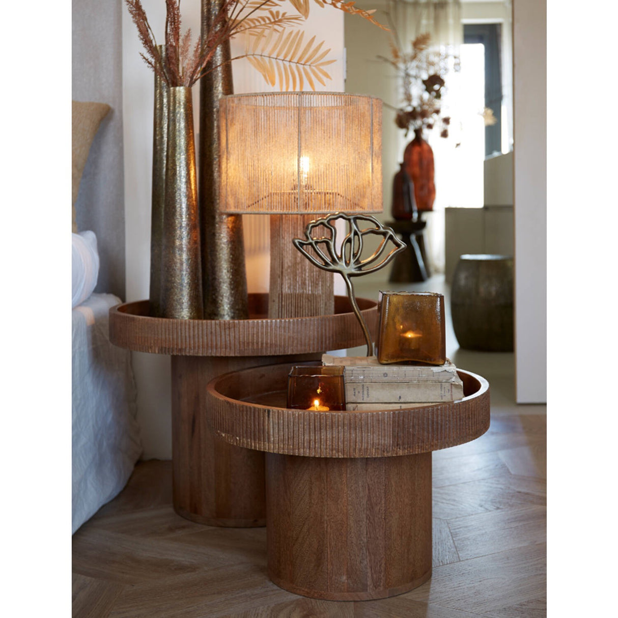Side table KALOMO wood dark brown