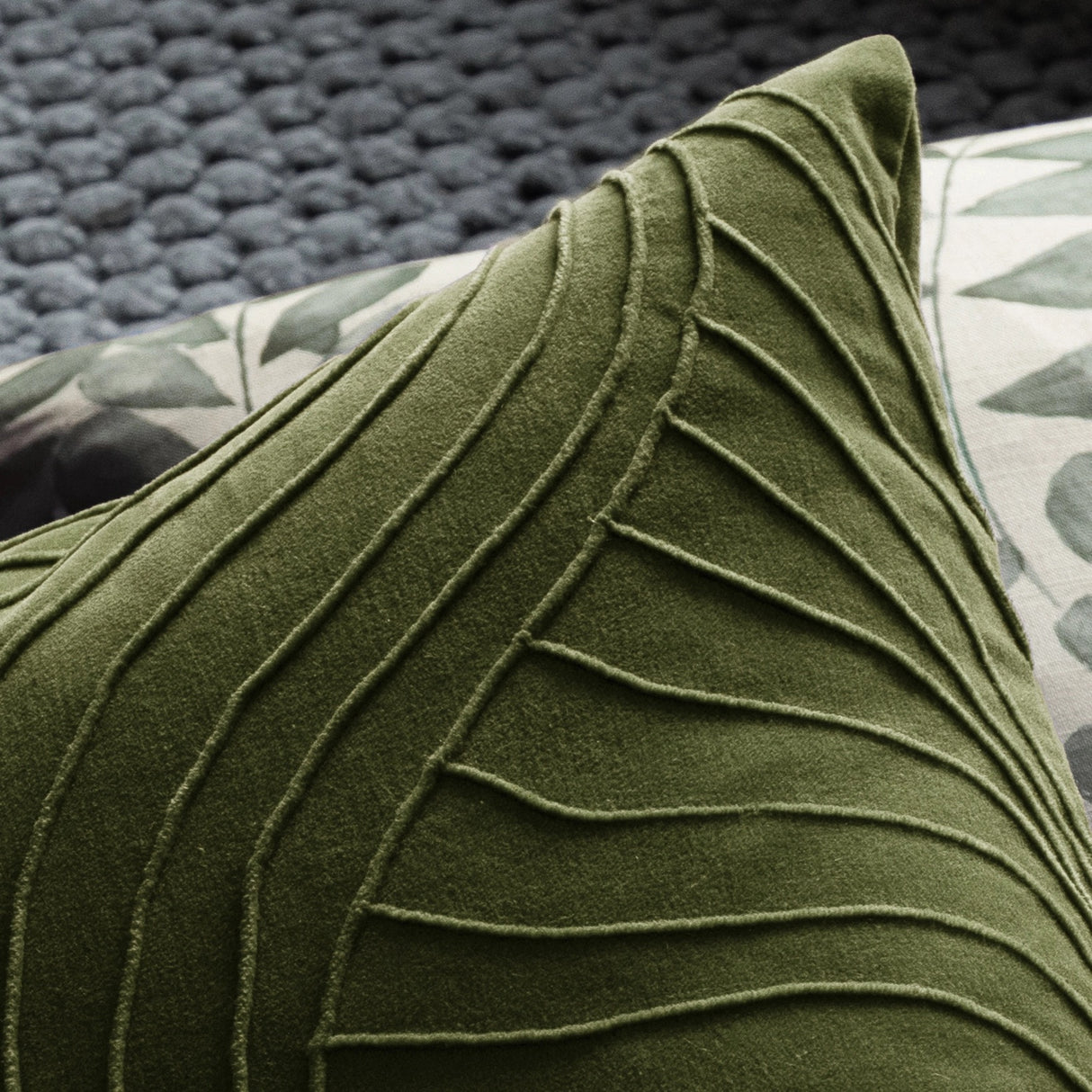 Waterfall Embroidered Cushion Sage