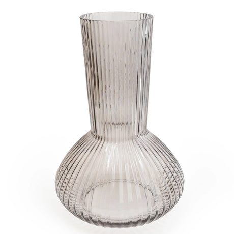Grey Tall Ridged Bottle Vase 30cm
