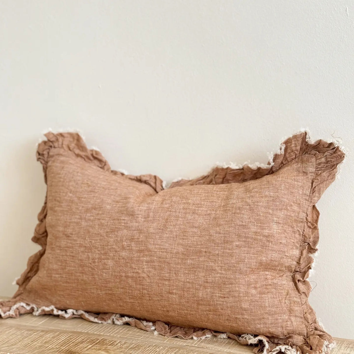 Hallie Washed Rust Cushion Cover 50x30–Ruffle Edge