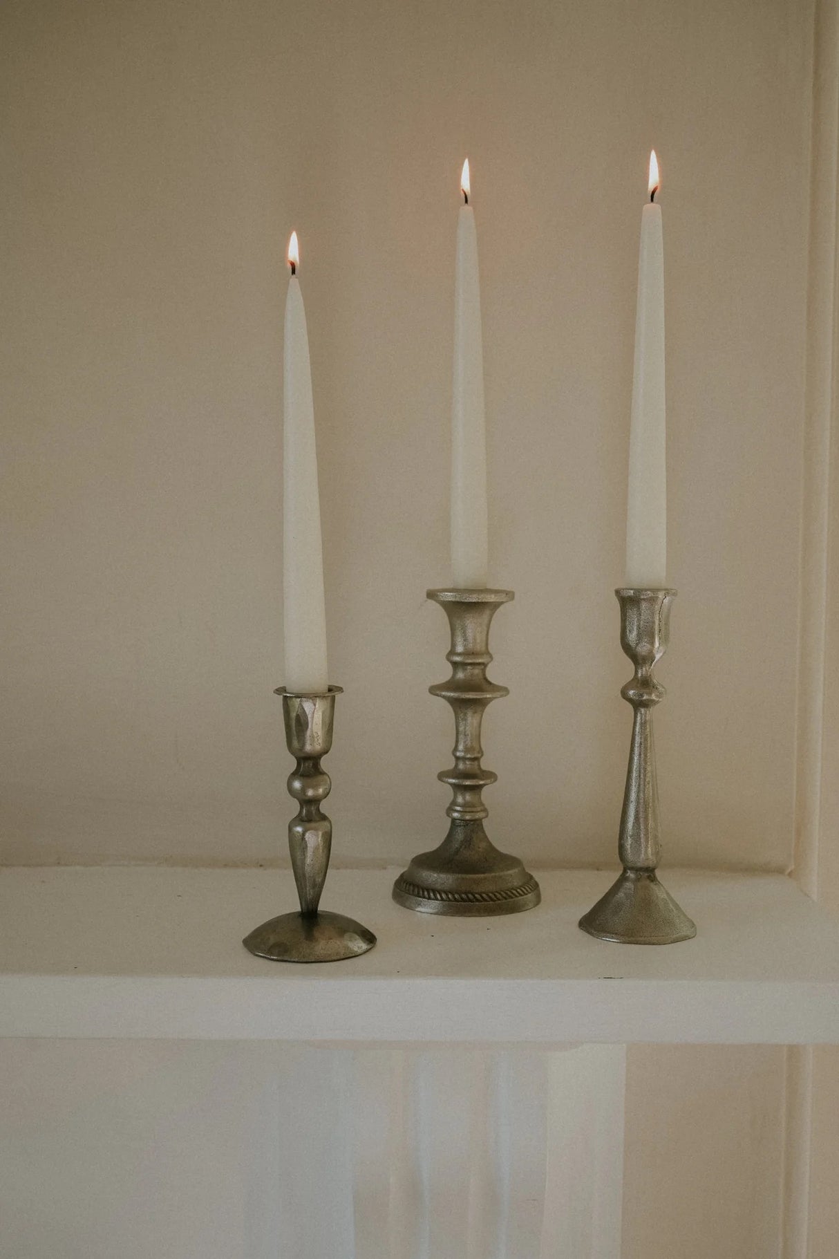 Antique Silver French Candlestick - Large (in Cotton Bag)