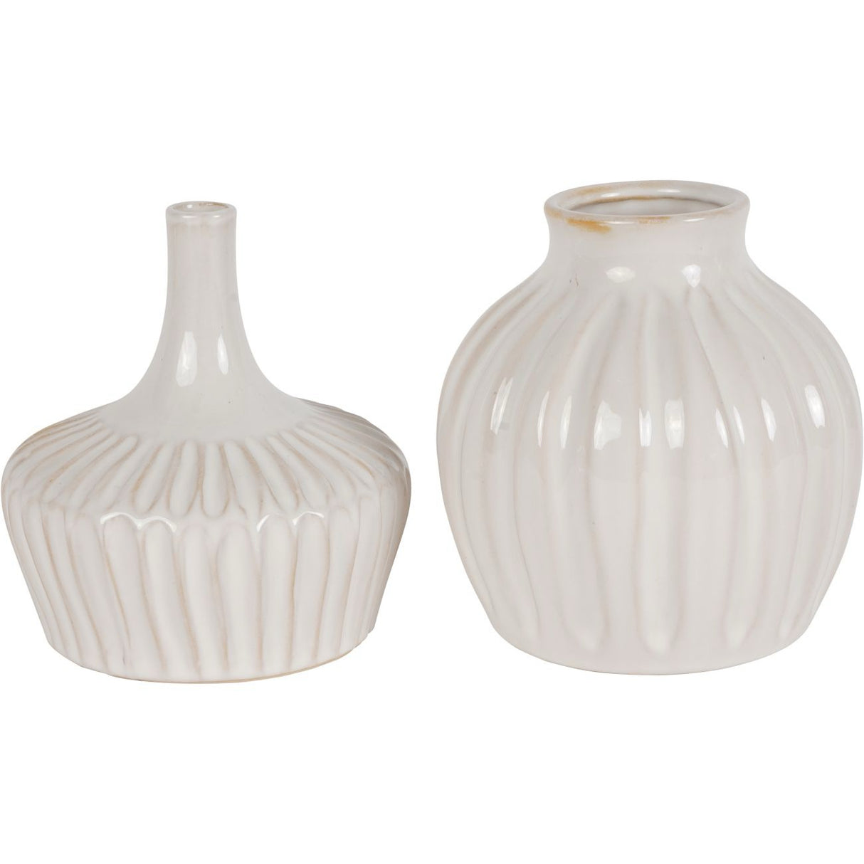 LIBRA -White Set Of Two Stoneware Vases