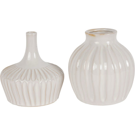 LIBRA -White Set Of Two Stoneware Vases