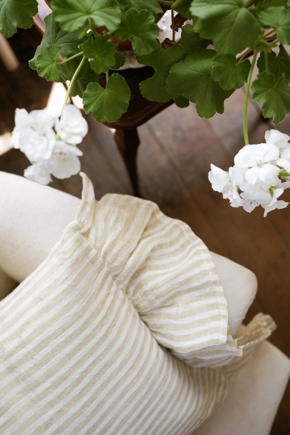 The Salcombe Frill Ruffle Cushion 40x50cm Antique Cream