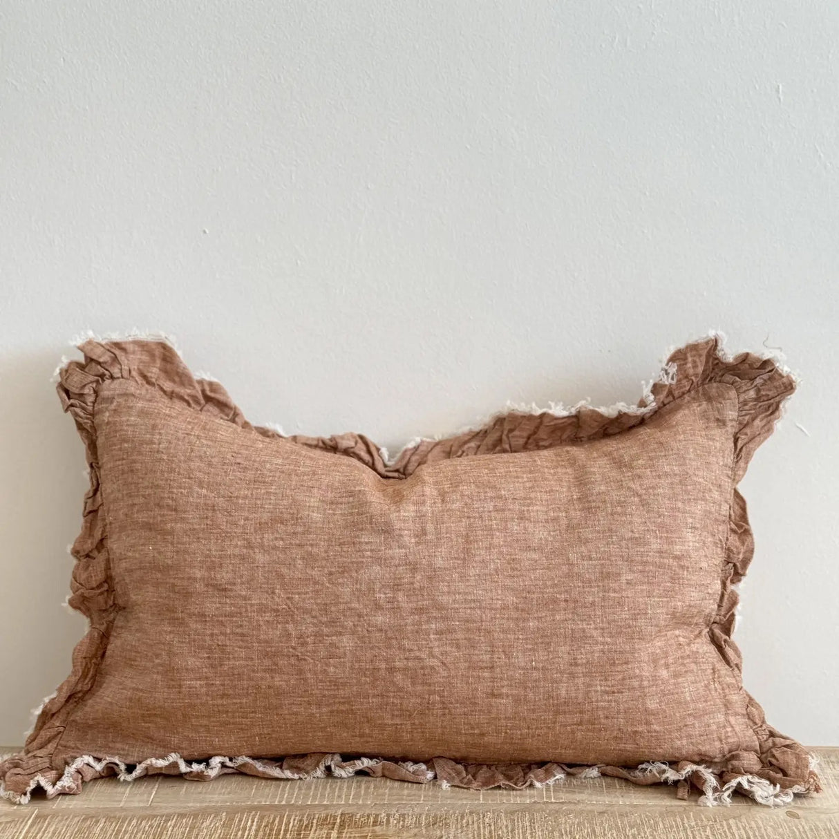 Hallie Washed Rust Cushion Cover 50x30–Ruffle Edge