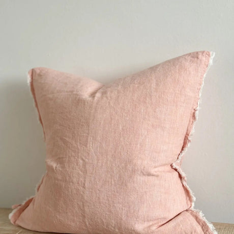 Esmee Linen Cushion  45cm – Washed Pink