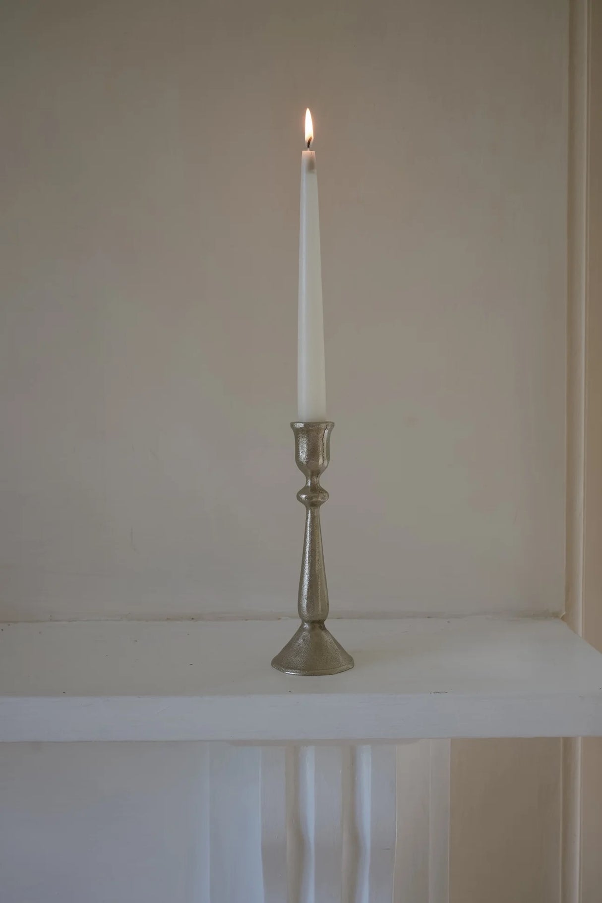 Antique Silver Hammered Candlestick Large (in Cotton bag)