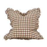 Hallie Brown Gingham Ruffle Cushion/2 sizes