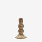 GLASS CANDLE HOLDER S/2 TAUPE