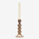 GLASS CANDLE HOLDER S/2 TAUPE