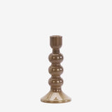 GLASS CANDLE HOLDER S/2 TAUPE