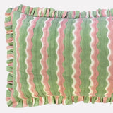 Cotton Quilted Frill Cushion | Whirly | Mint | 3 sizes