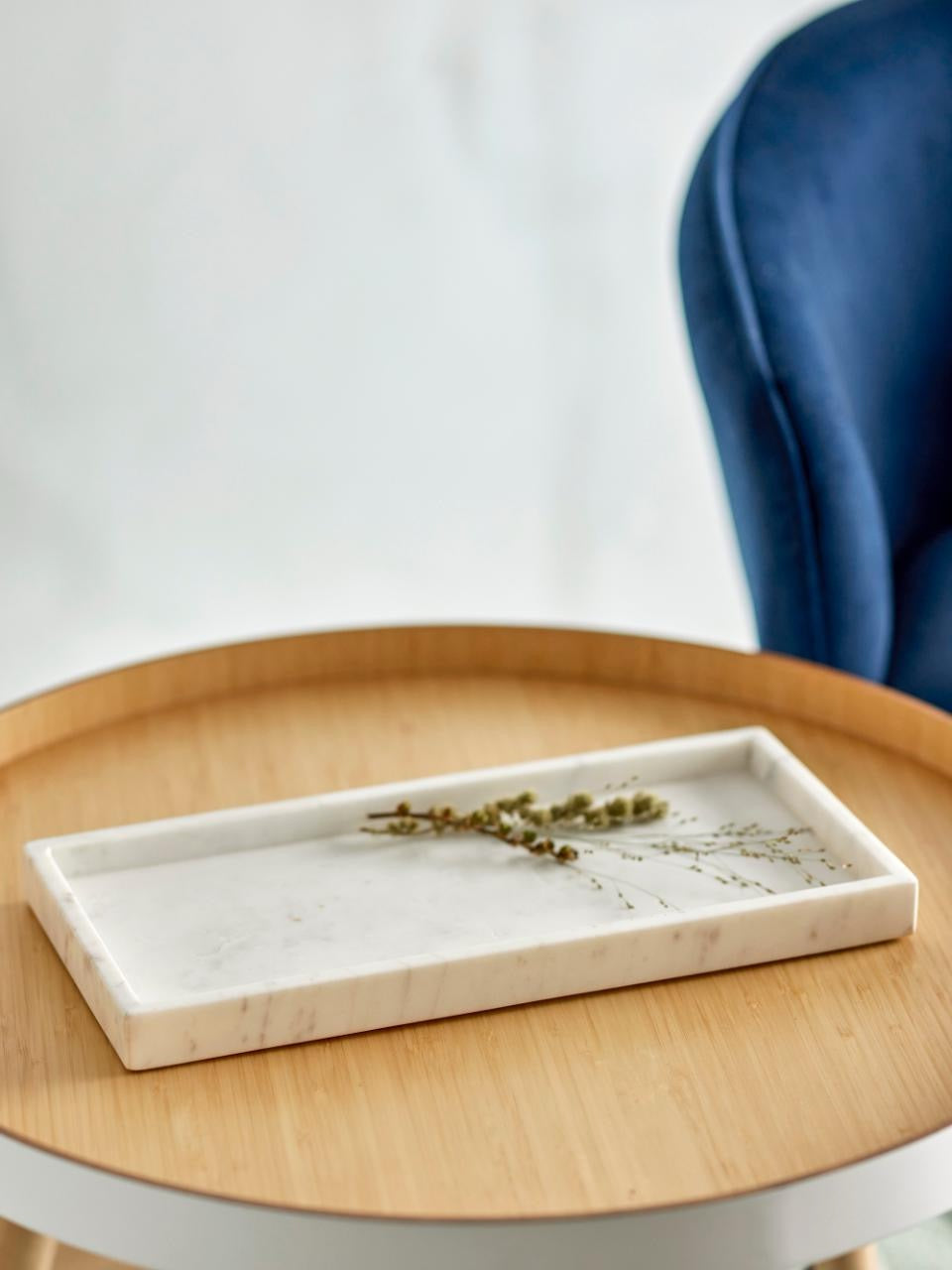 Majsa Rectangular Tray, White, Marble