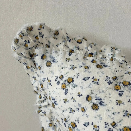 Hallie Blue Ditsy Floral Ruffle Cushion