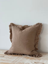 Hallie Coffee Brown Ruffle Cushion 45cm