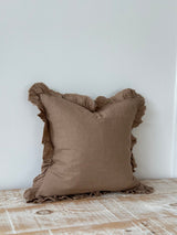 Hallie Coffee Brown Ruffle Cushion 45cm