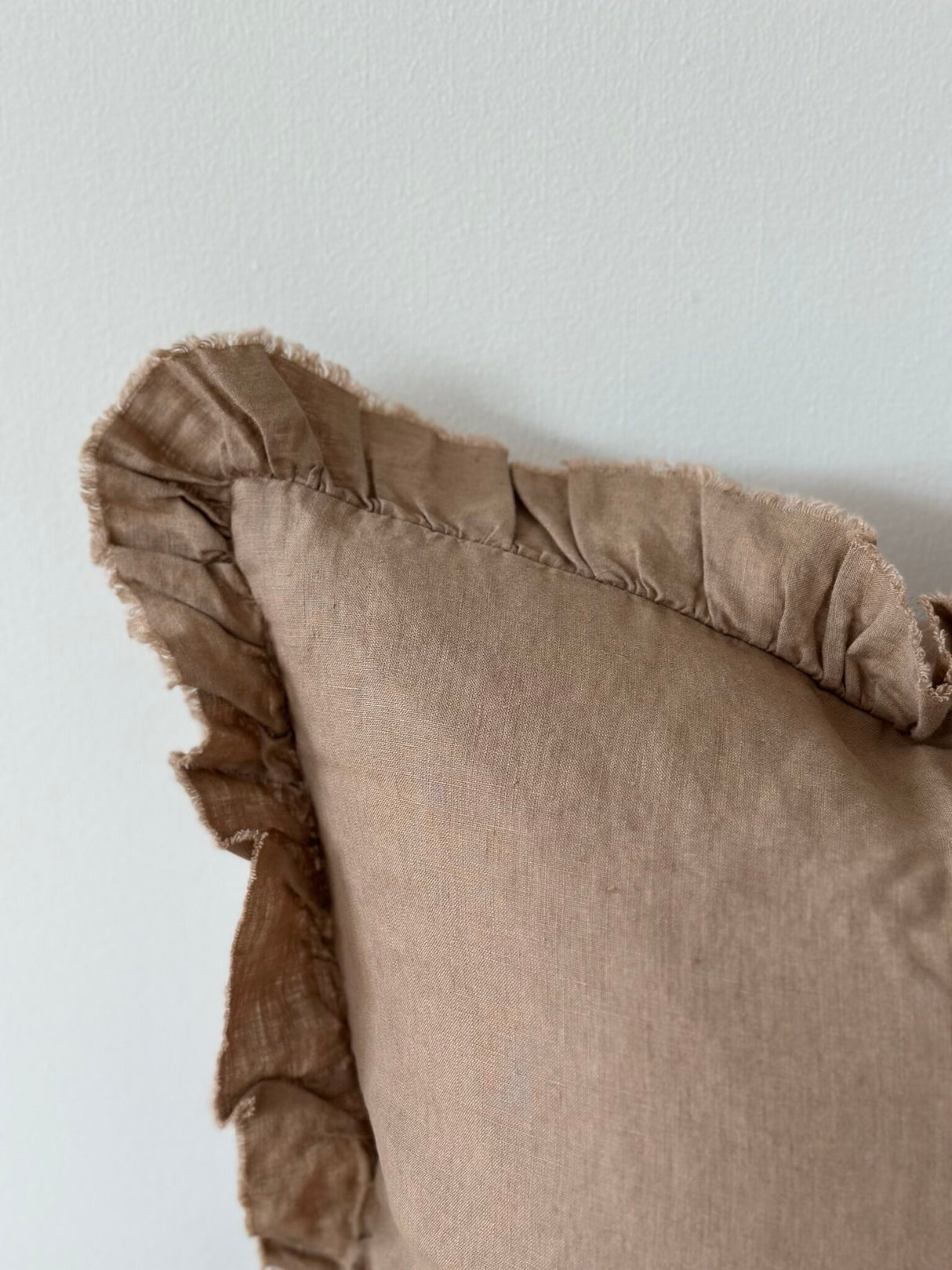 Hallie Coffee Brown Ruffle Cushion 45cm