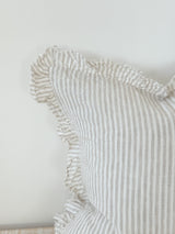 Hallie Natural Stripe Ruffle Cushion 2 sizes