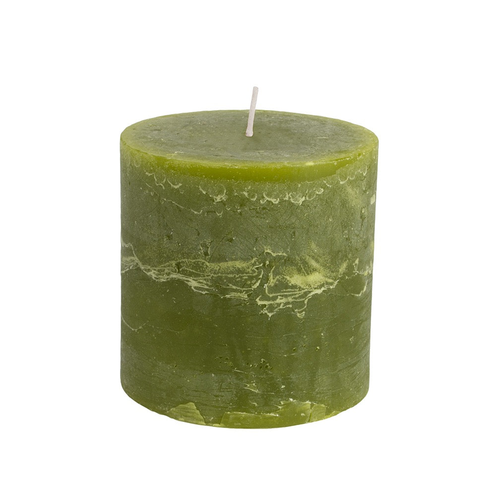 Rustic Pillar Candle Fern Green -  3 Sizes available