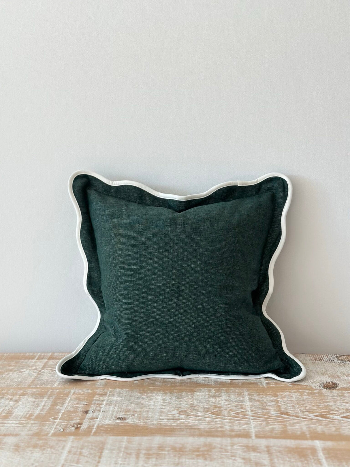 Chloe Dark Green Scalloped Edge Cushion