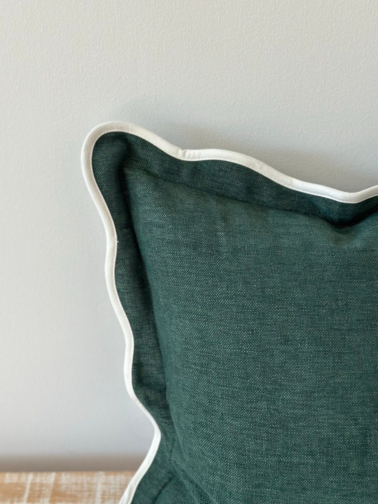 Chloe Dark Green Scalloped Edge Cushion