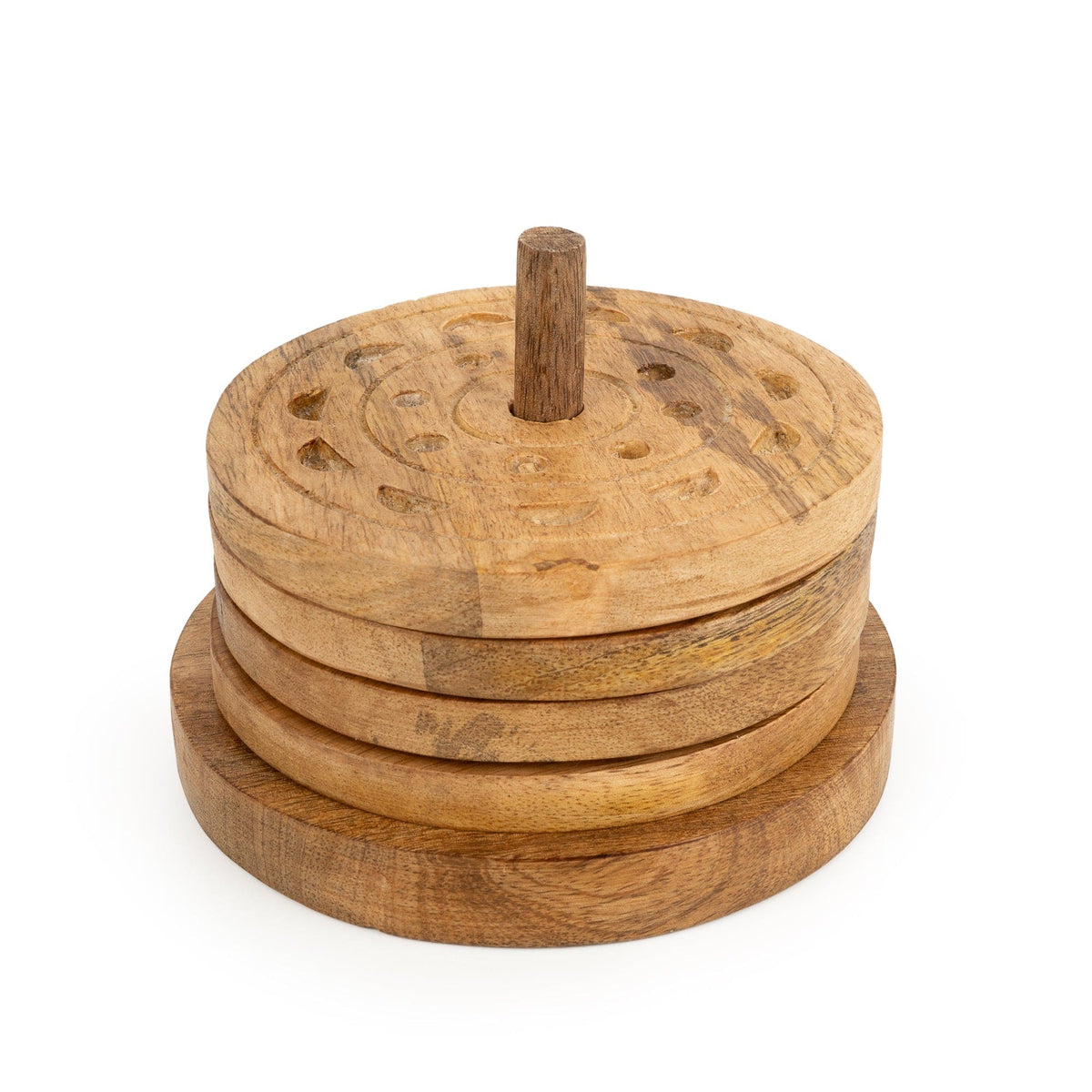 Set of 4 Coasters - Mango Wood Debossed Design – Olive and Olive Interiors